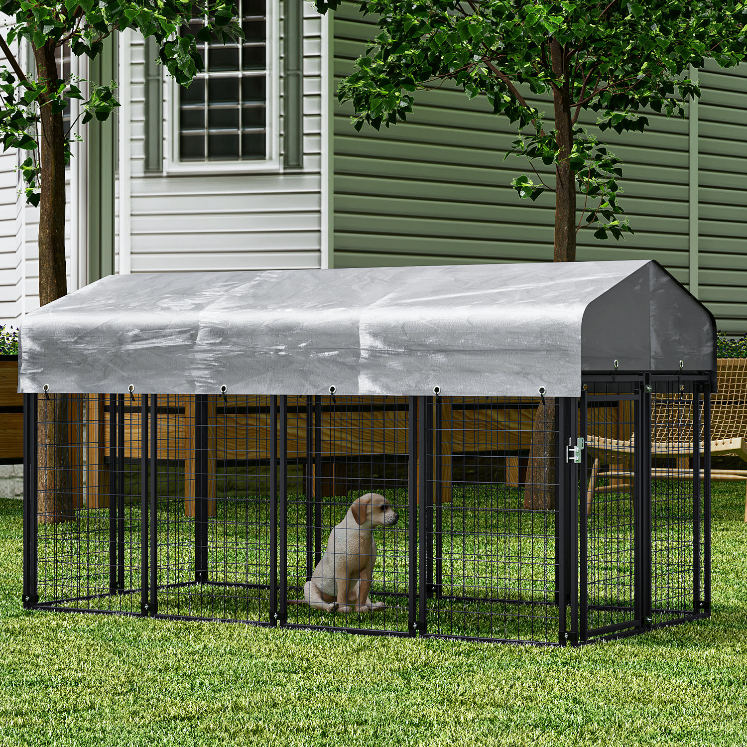 Bring Home Furniture Outdoor 12 Panel Dog Kennel Metal Pet Exercise Pen with Waterproof Cover Reviews Wayfair